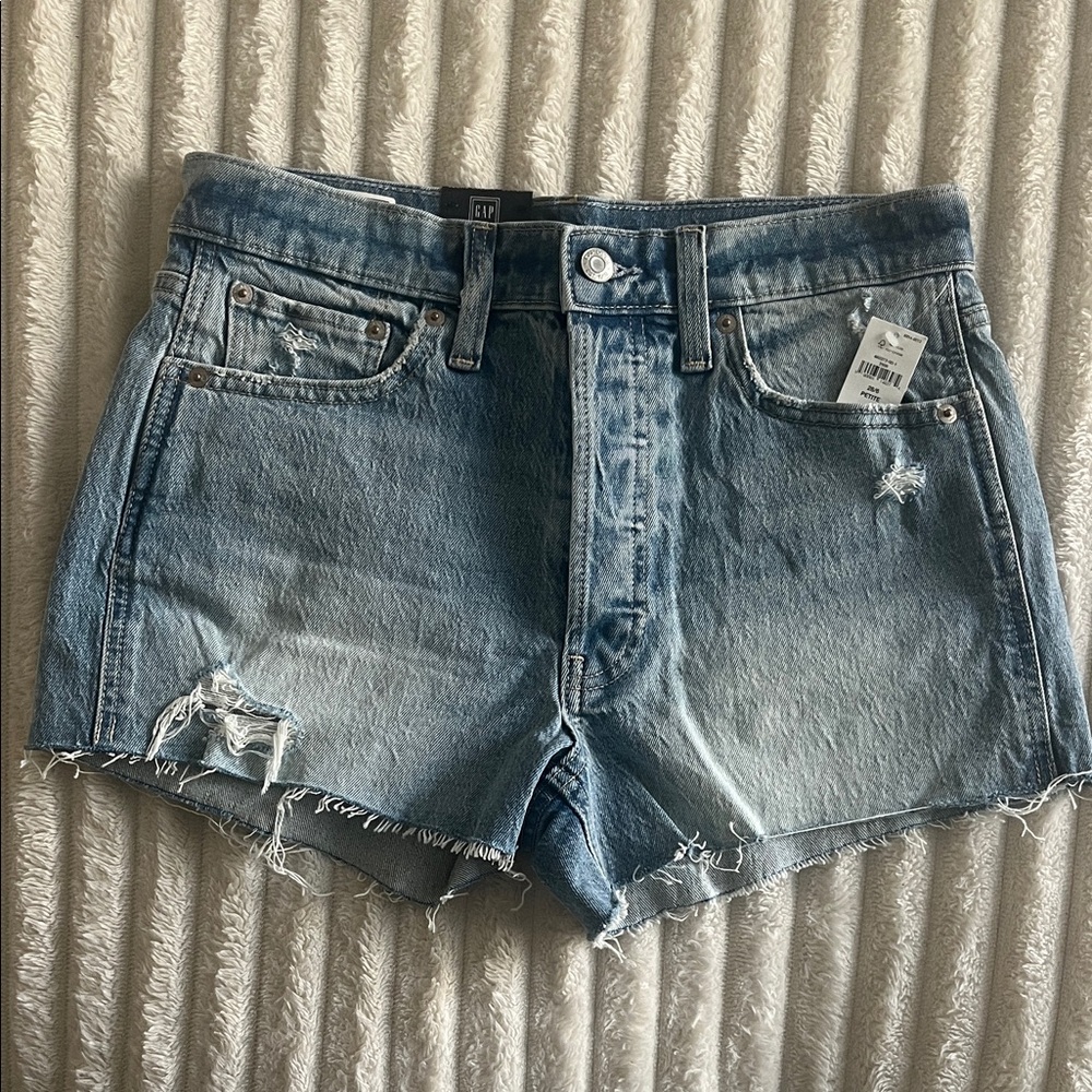 GAP Light Blue Distressed Jean Shorts